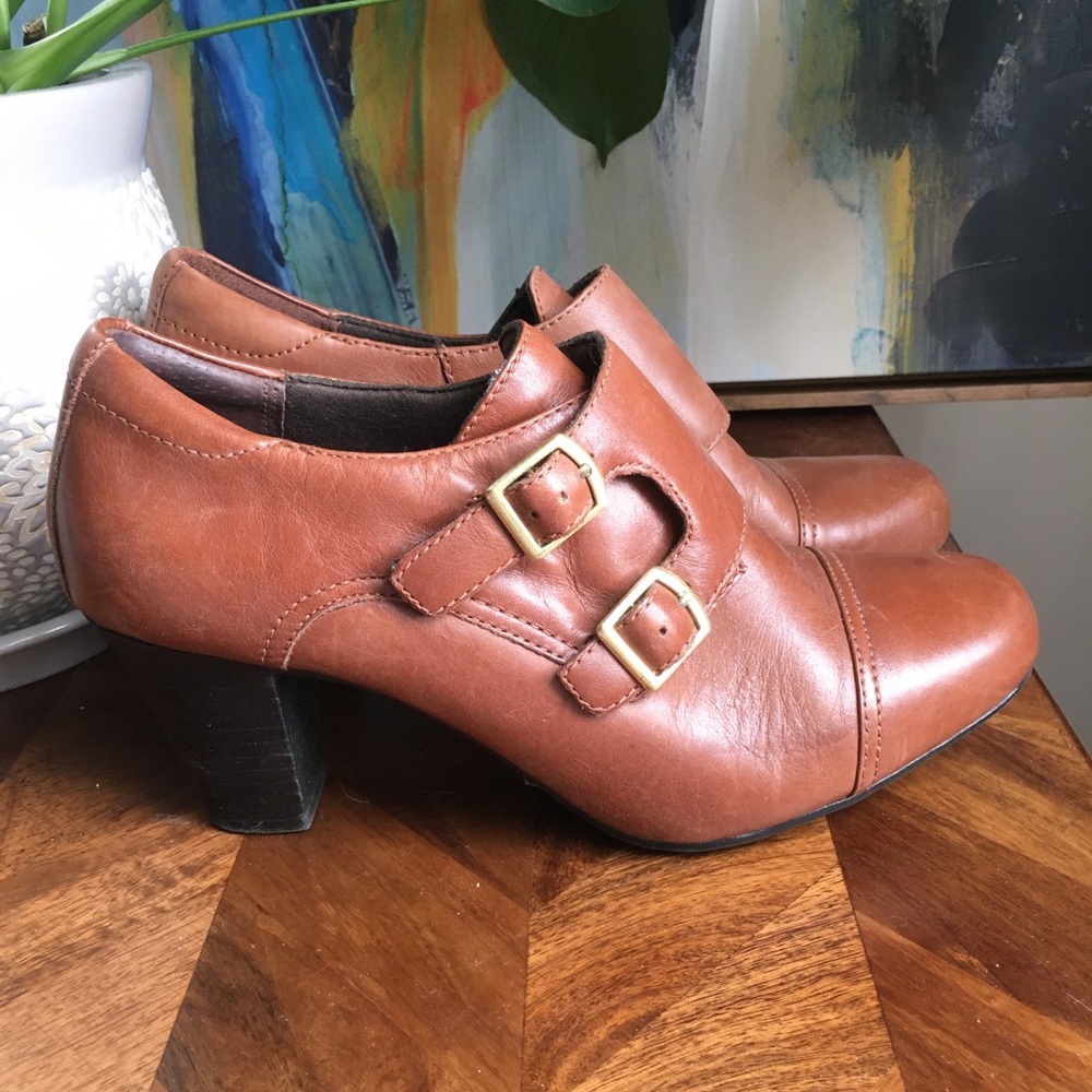 Clark Leather Buckle Heels